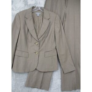 VTG Ann Tylor Pant Suit Womens 6 Margo Pinstripe Wool Blend Career Preppy Office